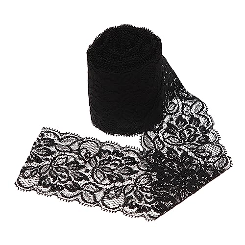 DECORNIJIA Stretch-spitze Spitzenstoff Spitzenapplikationen Verzierungen Spitzenbesatz Bänder Zum Basteln Tuch Gewelltes Band Schleife Dekoration Trimmen Trimmt Nähen Black Spandex-garn von DECORNIJIA