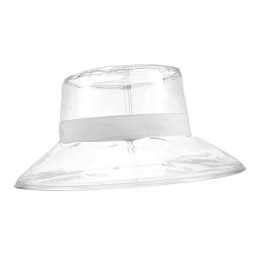 DECORNIJIA Wasserdichter Transparenter Fischerhut PVC Material Unisex Anglerhut Outdoor Hut für Strand Camping Radfahren und Alltag Weiß von DECORNIJIA