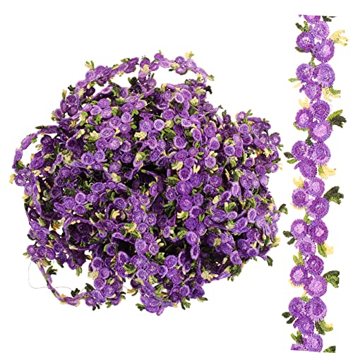 DECORNIJIA Wasserlösliche Spitze Blumen- Stoff zum Nähen Verzierungen Dekoration the weddi wedding decoration kleid exquisite Nähgarnitur dekoratives Spitzenband Polyester Violet von DECORNIJIA
