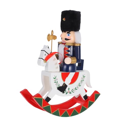 DECORNIJIA Weihnachtlicher Holzfigur Schaukelpferd Tischdeko Festliche Desktop Ornamente für Weihnachtsfeier und von DECORNIJIA