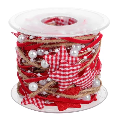 DECORNIJIA Weihnachtsband DIY Geschenkband mit Fünfzackigen Sternen Vielseitiges Dekorationsband für Weihnachtsbaum Geschenkverpackung Haaraccessoires und Festdekorationen von DECORNIJIA