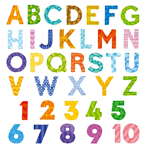 DECOWALL BA-4003 Buntes Alphabet Zahlen Wandaufkleber ABC 123 Wandtattoo Abnehmbar für Kinderzimmer Schlafzimmer Wohnzimmer Kunstwandbilder Dekor Spielzimmer englische kinder lernen von DECOWALL