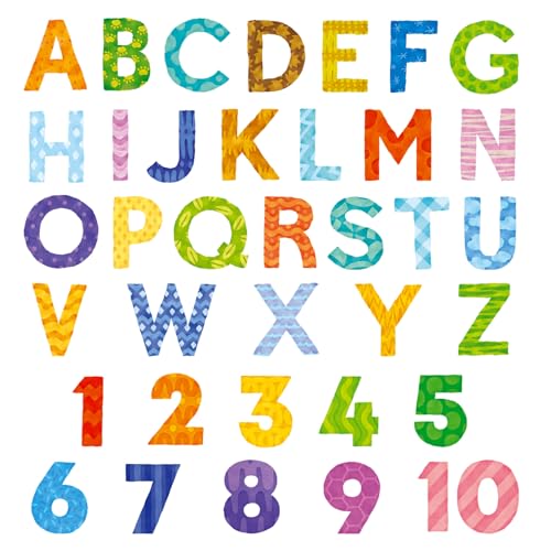 DECOWALL BA-4003 Buntes Alphabet Zahlen Wandaufkleber ABC 123 Wandtattoo Abnehmbar für Kinderzimmer Schlafzimmer Wohnzimmer Kunstwandbilder Dekor Spielzimmer englische kinder lernen von DECOWALL