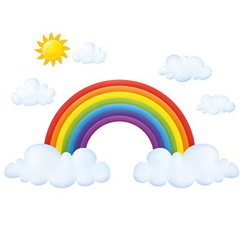 DECOWALL DA-1713 Wolken und Regenbogen Wandtattoo Wandsticker Wandaufkleber Wanddeko für Wohnzimmer Schlafzimmer Kinderzimmer von DECOWALL