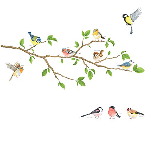 DECOWALL DA-1804 Garten Vögel auf Ast Wandtattoo Wandsticker Wandaufkleber Wanddeko für Wohnzimmer Schlafzimmer Kinderzimmer von DECOWALL