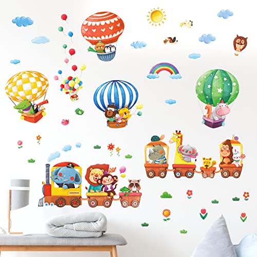 DECOWALL DS-8006P8024 Zug und Heißluftballons Autos Flugzeuge Tiere Wandtattoo von DECOWALL