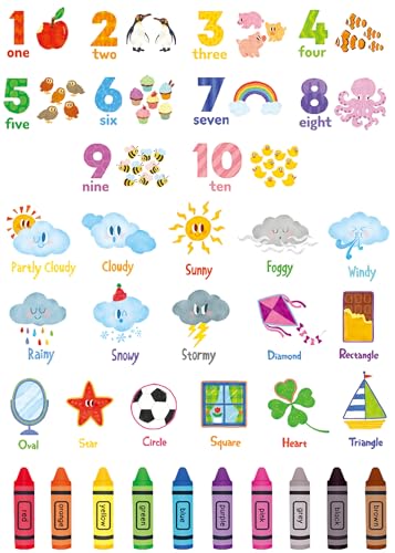 DECOWALL DSL-8056 Zahlen Farben (englisch.ver) Wandsticker Kinder Wandtattoos Kinderzimmerdeko Abziehen und Aufkleben Ablösbar ABC Babykunst Spielzimmer Bildung Lernen Klassenzimmer von DECOWALL