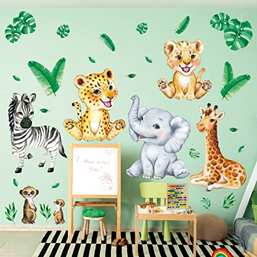 DECOWALL DSL-8067 Wandtattoo Safari Dschungel Tiere Wandaufkleber Elefant Giraffe Wandsticker Kinderzimmer Babyzimmer Schlafzimmer Wanddeko von DECOWALL