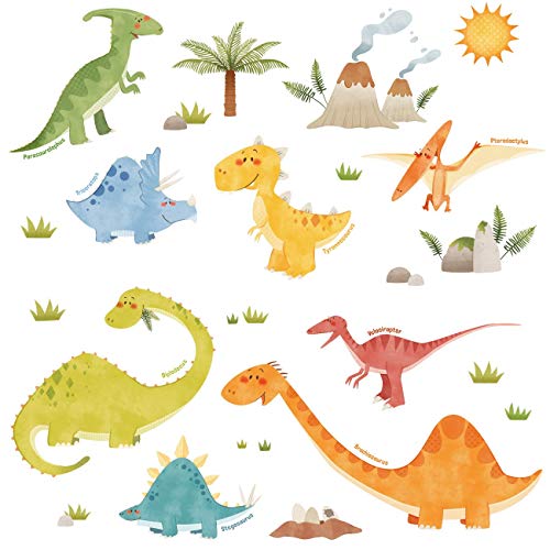 DECOWALL WL2-1505N Dinosaurier Tiere Wandtattoo Wandsticker Wandaufkleber Wanddeko für Wohnzimmer Schlafzimmer Kinderzimmer von DECOWALL