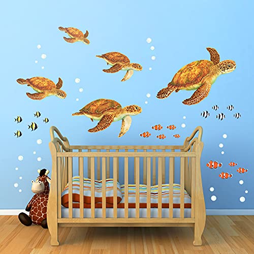 DECOWALL DWL-2011 Meeresschildkröten Wandtattoo Wandsticker Wandaufkleber Wanddeko für Wohnzimmer Schlafzimmer Kinderzimmer von DECOWALL