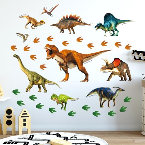 DECOWALL DS8-2012 33 Stück, 10 Dinosaurier Wandtattoo Dino Trex Wandsticker Wandaufkleber für Junge Jungenzimmer Kinder Kinderzimmer Schlafzimmer Wanddeko Babyzimmer Wohnzimmer von DECOWALL