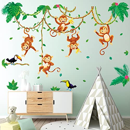 DECOWALL DWL-2013 Affen im Dschungel Wandtattoo Wandsticker Wandaufkleber Wanddeko für Wohnzimmer Schlafzimmer Kinderzimmer von DECOWALL