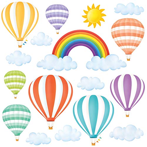 DECOWALL DWT-1801 Regenbogen und Heißluftballons Wandtattoo Wandsticker Wandaufkleber Wanddeko für Wohnzimmer Schlafzimmer Kinderzimmer von DECOWALL