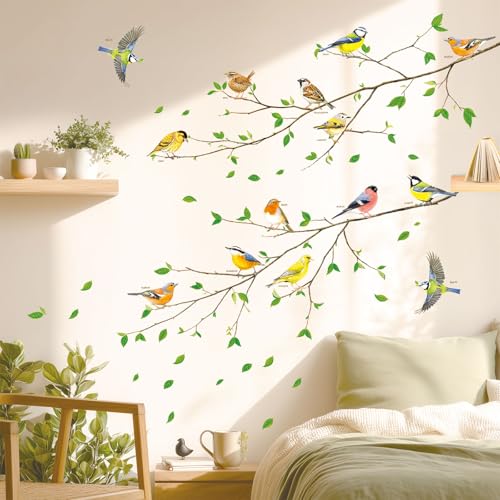 DECOWALL SG-2111 Vogel auf Ast Wandaufkleber Abziehbilder Wandtattoo Schälen und aufkleben Abnehmbar für Kinderzimmer Schlafzimmer Wohnzimmer Kunst Wandbilder Dekorationen von DECOWALL