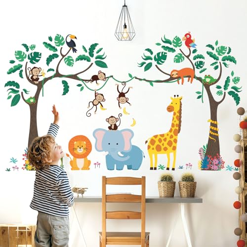 DECOWALL SG-2112 Dschungelbaum und Tiere Kinder Wandaufkleber Abziehbilder Wandtattoo Abziehen und Aufkleben Abnehmbar für Kinderzimmer Schlafzimmer Wohnzimmer Kunst Wandbilder Dekorationen DECOWALL SG-2112 Dschungelbaum und Tiere Kinder Wandaufkleber Abziehbilder Wandtattoo Abziehen und Aufkleben Abnehmbar für Kinderzimmer Schlafzimmer Wohnzimmer Kunst Wandbilder Dekorationen von DECOWALL