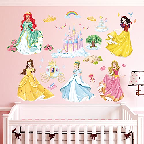 DECOWALL DS9-2118 Wunderschöne Prinzessinnen-Wandaufkleber Schloss-Aufkleber abnehmbar Mädchen Kinder Kinderzimmer wandtattoo Wohnzimmer dekor von DECOWALL