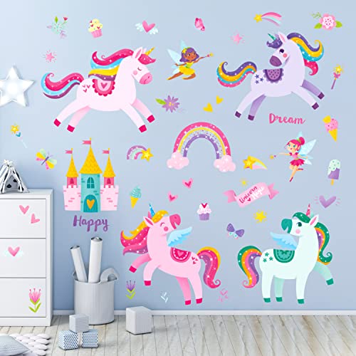 DECOWALL DS9-2119 Bunte Einhorn-Wandaufkleber Fee Regenbogen Kinder Zitat Abziehbilder abnehmbar für Mädchen Kinderzimmer wandtattoo Wohnzimmer Kunst DECOWALL DS9-2119 Bunte Einhorn-Wandaufkleber Fee Regenbogen Kinder Zitat Abziehbilder abnehmbar für Mädchen Kinderzimmer wandtattoo Wohnzimmer Kunst von DECOWALL