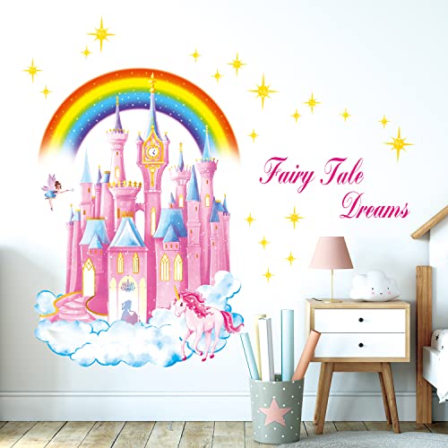 DECOWALL SG-2207 Regenbogen-Schloss-Wandaufkleber, Kinder-Wandtattoo, Kinderzimmer-Dekoration abziehen und aufkleben abnehmbar Wolke fee Babystern bunt Baby Mädchen party DECOWALL SG-2207 Regenbogen-Schloss-Wandaufkleber, Kinder-Wandtattoo, Kinderzimmer-Dekoration abziehen und aufkleben abnehmbar Wolke fee Babystern bunt Baby Mädchen party von DECOWALL