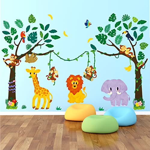 DECOWALL SG2-2209 Wandtattoo Dschungel Waldtiere Baum Wandaufkleber Elefant AFFE Giraffe Wandsticker Babyzimmer Kinderzimmer Schlafzimmer Wanddeko DECOWALL SG2-2209 Wandtattoo Dschungel Waldtiere Baum Wandaufkleber Elefant AFFE Giraffe Wandsticker Babyzimmer Kinderzimmer Schlafzimmer Wanddeko von DECOWALL