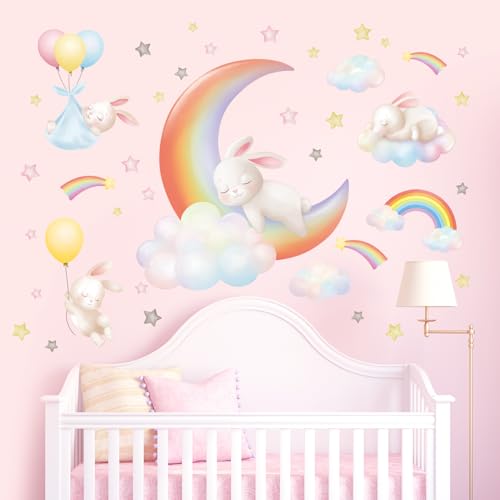 DECOWALL SG2-2313 Regenbogenmond Wolken Wandtattoo Kaninchen Wandaufkleber für Kinderzimmer Heimdekoration Kunst Babyzimmer Jungen Mädchen Farbe Spielzimmer Schlafzimmer niedlich DECOWALL SG2-2313 Regenbogenmond Wolken Wandtattoo Kaninchen Wandaufkleber für Kinderzimmer Heimdekoration Kunst Babyzimmer Jungen Mädchen Farbe Spielzimmer Schlafzimmer niedlich von DECOWALL