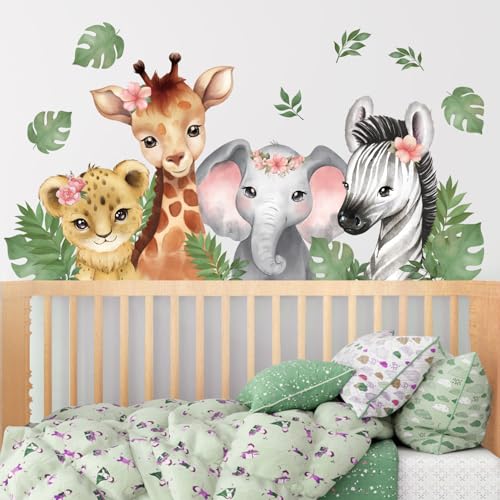 DECOWALL SG2-2410 Aquarellfarben Dschungeltieren Wandtattoo Wandaufkleber Waldtiere Elefant Löwe Kinderzimmer Wohndeko Schlafzimmer Kinder Babyzimmer Spielzimmer Klassenzimmer Süße Safari von DECOWALL