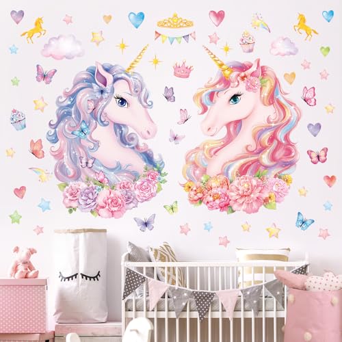 DECOWALL SG2-2412 Zwei große Einhörner Wandtattoo Kinderzimmer Deko Home Art Rosa Mädchen Babyzimmer Regenbogen Schlafzimmer Bunte Dekoration Tiere DECOWALL SG2-2412 Zwei große Einhörner Wandtattoo Kinderzimmer Deko Home Art Rosa Mädchen Babyzimmer Regenbogen Schlafzimmer Bunte Dekoration Tiere von DECOWALL