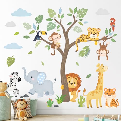 DECOWALL SG2-2418 Wandtattoos mit Safaritieren und Bäumen Dschungel-Dekorationen Babyzimmer Spielzimmer Klassenzimmer abziehen und aufkleben abnehmbar Kinderzimmer Schlafzimmer Kinder Wald DECOWALL SG2-2418 Wandtattoos mit Safaritieren und Bäumen Dschungel-Dekorationen Babyzimmer Spielzimmer Klassenzimmer abziehen und aufkleben abnehmbar Kinderzimmer Schlafzimmer Kinder Wald von DECOWALL