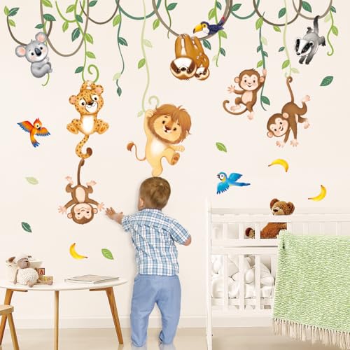 DECOWALL SG2-2419 Wandtattoos mit Dschungeltieren und Ranken Kinderzimmer Dekor Baby Kinderzimmer Spielzimmer Klassenzimmer Abziehen und ankleben Abnehmbare Schlafzimmer Wohnzimmer Wald DECOWALL SG2-2419 Wandtattoos mit Dschungeltieren und Ranken Kinderzimmer Dekor Baby Kinderzimmer Spielzimmer Klassenzimmer Abziehen und ankleben Abnehmbare Schlafzimmer Wohnzimmer Wald von DECOWALL