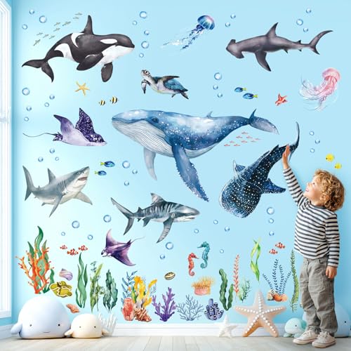 DECOWALL SG3-2430 Große Meerestiere Wandtattoos Kinder Unter dem Meer Ozean Dekoration Babyzimmer abnehmbar Delfin Hai Schildkröte Tiere DECOWALL SG3-2430 Große Meerestiere Wandtattoos Kinder Unter dem Meer Ozean Dekoration Babyzimmer abnehmbar Delfin Hai Schildkröte Tiere von DECOWALL