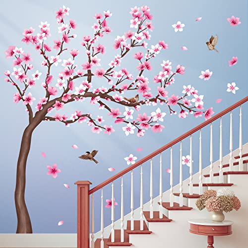 DECOWALL SG4-2306 Wandaufkleber mit Kirschblüten-Baum, rosa Blume, Ast, Wohnzimmer, Schlafzimmer, Kinderzimmer, Heimdekoration (Baum H: 141 cm) von DECOWALL