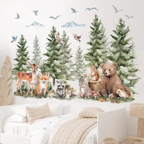 DECOWALL SG4-2422 Wandtattoos mit Kiefern und Waldtieren Berg Wald Wald Tier Hirsch Fuchs Wand Aufkleber Kinder gemütliche Zimmer Kinderzimmer Schlafzimmer Spielzimmer Dekor DECOWALL SG4-2422 Wandtattoos mit Kiefern und Waldtieren Berg Wald Wald Tier Hirsch Fuchs Wand Aufkleber Kinder gemütliche Zimmer Kinderzimmer Schlafzimmer Spielzimmer Dekor von DECOWALL