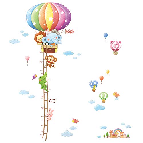 Decowall DAT-1606N Heißluftballon Höhentabelle Tiere Wandtattoo Wandsticker Wandaufkleber Wanddeko für Wohnzimmer Schlafzimmer Kinderzimmer von DECOWALL