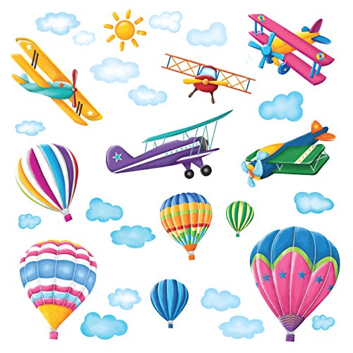 Decowall DW-1301 6 Heißluftballons und 5 Doppeldecker Flugzeuge im Himmel Wandtattoo Wandsticker Wandaufkleber Wanddeko für Wohnzimmer Schlafzimmer Kinderzimmer Decowall DW-1301 6 Heißluftballons und 5 Doppeldecker Flugzeuge im Himmel Wandtattoo Wandsticker Wandaufkleber Wanddeko für Wohnzimmer Schlafzimmer Kinderzimmer von DECOWALL