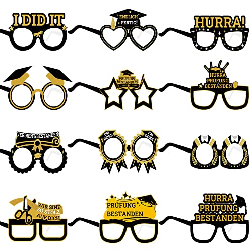 Graduation Deko Set+12 verschiedene Designs+Abschlussbrillen und pfeifen+Hochwertige Materialien+Vielseitig einsetzbar,Abschluss für Party Photo Booth Requisiten,Prüfung Bestanden Partybrillen Graduation Deko Set+12 verschiedene Designs+Abschlussbrillen und pfeifen+Hochwertige Materialien+Vielseitig einsetzbar,Abschluss für Party Photo Booth Requisiten,Prüfung Bestanden Partybrillen von DECUIOCC