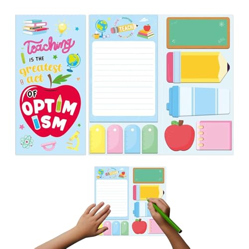 Lehrer Geschenk Set – Praktische Haftnotizen – Einzigartige Designs – Selbstklebend – Hochwertiges Papier – für Lehrer – 5 verschiedene Größen und Formen,Kartoon Bündel Notizzettel Beschreibbare von DECUIOCC