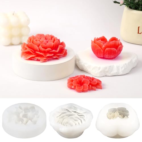 DECYOOL 3-teiliges Blumen-Silikonform-Set, niedliche 3D-Blumen-Harz-Kerzenformen, Fondant-Silikonform für Kerzenherstellung, Schokolade, Kuchen, Dekoration, Kerze, Seife, Harz, Ton, Gießform von DECYOOL