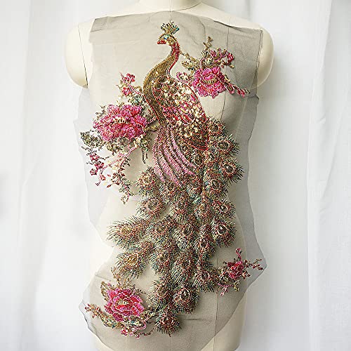 Schwarzer Tüll Stickerei Gold Pailletten Pfau Vogel Applikation Spitze Stoff Besatz Kragen Patch Hochzeitskleid Kleid DIY Handwerk Schwarzer Tüll Stickerei Gold Pailletten Pfau Vogel Applikation Spitze Stoff Besatz Kragen Patch Hochzeitskleid Kleid DIY Handwerk von DEEBOW