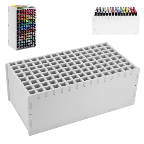 DEECOZY 120-Loch Marker Stifthalter – Weißer PVC-Stiftorganizer für 120 Marker, Freistehend, Tiefes Design für Zuhause, Büro, Schule, Künstler, DIY, Zeichnung von DEECOZY