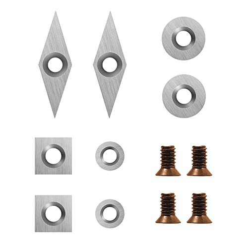 DEEFIINE Hartmetall Wendeschneidplatten Set fur DrehmeiBel, 8 Stück CNC Hartmetall Drechselwerkzeuge für Holz Drechselwerkzeug, Hartmetalleinsätze (Vierkant, Rund, Diamant) von DEEFIINE