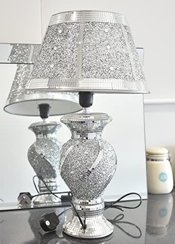 Deenz Silberfarbener Glitzer-Diamanttisch mit Lampenschirm, Ornament, Heimgeschenk, Strassstein von DEENZ