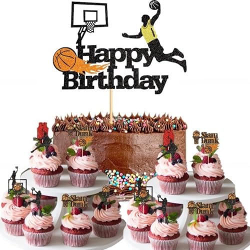 Cupcake-Aufsätze, "Happy Birthday", personalisierbar, Basketball-Mottoparty, wiederverwendbare Dekorationen für Jungen, Mädchen, Männer, Basketball-Liebhaber, 25 Stück Cupcake-Aufsätze, "Happy Birthday", personalisierbar, Basketball-Mottoparty, wiederverwendbare Dekorationen für Jungen, Mädchen, Männer, Basketball-Liebhaber, 25 Stück von DEETREK