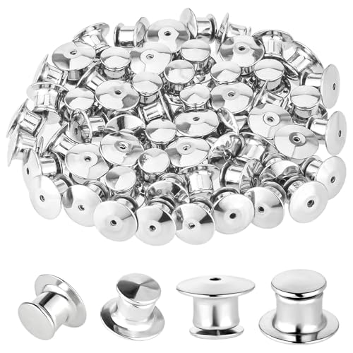DEFIYEAR 60 Stück Sicherungsstift-Verschlüsse, Metall-Pin-Verschlüsse für Broschen, Abzeichen, Namensschilder, Bastelarbeiten, Sicherungsstift-Halterungen, sicheres Verschluss-Design für Schmucknadeln von DEFIYEAR