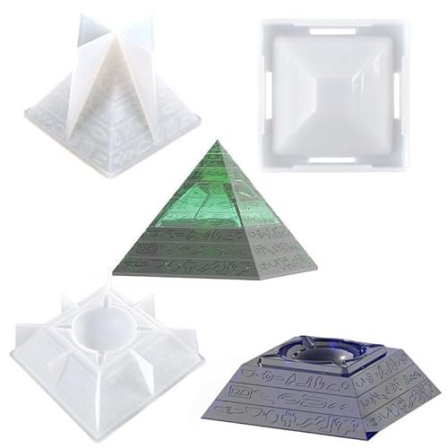 Pyramidenförmige Aschenbecher-Silikonform-Set, vierseitige Pyramiden-Aufbewahrungsbox, Epoxidharz-Form mit Deckel, DIY-Schmuck-Aufbewahrungsbox, Gips, dekorative Ornamente für Harzguss, Handwerk, 3 von DEFORAGE