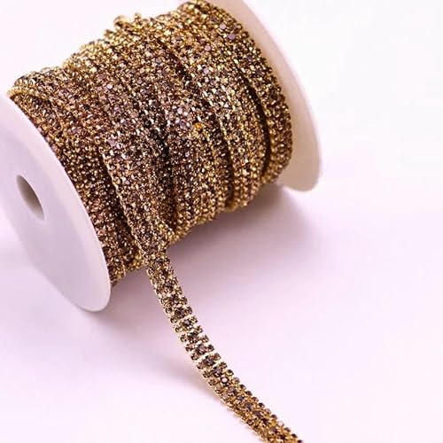 1/10 Yard, 3 Reihen, Kristall-AB-Strass-Cup-Kette, Gold-Silber-Basis mit Krallen, Kleiderdekoration, Besatz, Applikation zum Aufnähen auf Kleidersäcke, 07 Kristallgelb, 10 Yard 1/10 Yard, 3 Reihen, Kristall-AB-Strass-Cup-Kette, Gold-Silber-Basis mit Krallen, Kleiderdekoration, Besatz, Applikation zum Aufnähen auf Kleidersäcke, 07 Kristallgelb, 10 Yard von DEFRTG