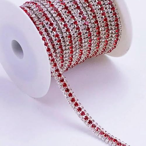 1/10 Yard, 3 Reihen, Kristall-AB-Strass-Cup-Kette, Gold-Silber-Basis mit Krallen, Kleiderdekoration, Besatz, Applikation zum Aufnähen auf Kleidersäcke, 19 Weiß Siam, 10 Yard 1/10 Yard, 3 Reihen, Kristall-AB-Strass-Cup-Kette, Gold-Silber-Basis mit Krallen, Kleiderdekoration, Besatz, Applikation zum Aufnähen auf Kleidersäcke, 19 Weiß Siam, 10 Yard von DEFRTG