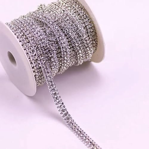 1/10 Yard, 3 Reihen Crystal AB Strass Cup Chain Gold Silber Basis mit Kralle Kleid Dekoration Trim Applikation Nähen auf Kleidersäcke-10 Klare Kristalle-10 Yard 1/10 Yard, 3 Reihen Crystal AB Strass Cup Chain Gold Silber Basis mit Kralle Kleid Dekoration Trim Applikation Nähen auf Kleidersäcke-10 Klare Kristalle-10 Yard von DEFRTG