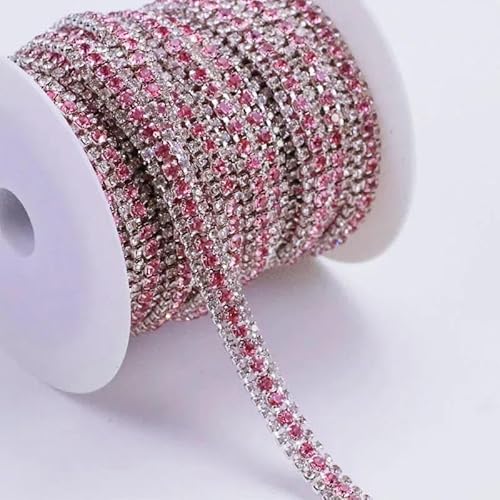 1/10 Yard, 3 Reihen Crystal AB Strass Cup Chain Gold Silber Basis mit Kralle Kleid Dekoration Trim Applikation Nähen auf Kleidersäcke-18 Weiß Rosa-10 Yard 1/10 Yard, 3 Reihen Crystal AB Strass Cup Chain Gold Silber Basis mit Kralle Kleid Dekoration Trim Applikation Nähen auf Kleidersäcke-18 Weiß Rosa-10 Yard von DEFRTG