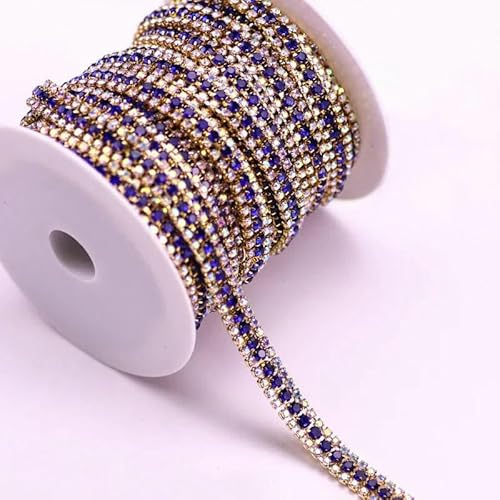 1/10 Yard, 3 Reihen Crystal AB Strass Cup Chain Gold Silber Basis mit Krallenkleid Dekoration Trim Applikation Nähen auf Kleidersäcke-02ab Saphir-10 Yard 1/10 Yard, 3 Reihen Crystal AB Strass Cup Chain Gold Silber Basis mit Krallenkleid Dekoration Trim Applikation Nähen auf Kleidersäcke-02ab Saphir-10 Yard von DEFRTG