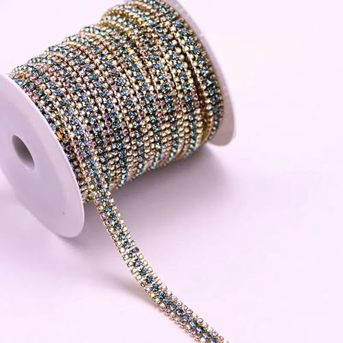 1/10 Yard, 3 Reihen Crystal AB Strass Cup Chain Gold Silber Basis mit Krallenkleid Dekoration Trim Applikation Nähen auf Kleidersäcke-11ab Aquamarin-10 Yard 1/10 Yard, 3 Reihen Crystal AB Strass Cup Chain Gold Silber Basis mit Krallenkleid Dekoration Trim Applikation Nähen auf Kleidersäcke-11ab Aquamarin-10 Yard von DEFRTG