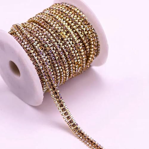 1/10 Yard, 3 Reihen Crystal AB Strass Cup Chain Gold Silber Basis mit Krallenkleid Dekoration Trim Applikation Nähen auf Kleidersäcke-13ab Lt Topaz-10 Yard 1/10 Yard, 3 Reihen Crystal AB Strass Cup Chain Gold Silber Basis mit Krallenkleid Dekoration Trim Applikation Nähen auf Kleidersäcke-13ab Lt Topaz-10 Yard von DEFRTG